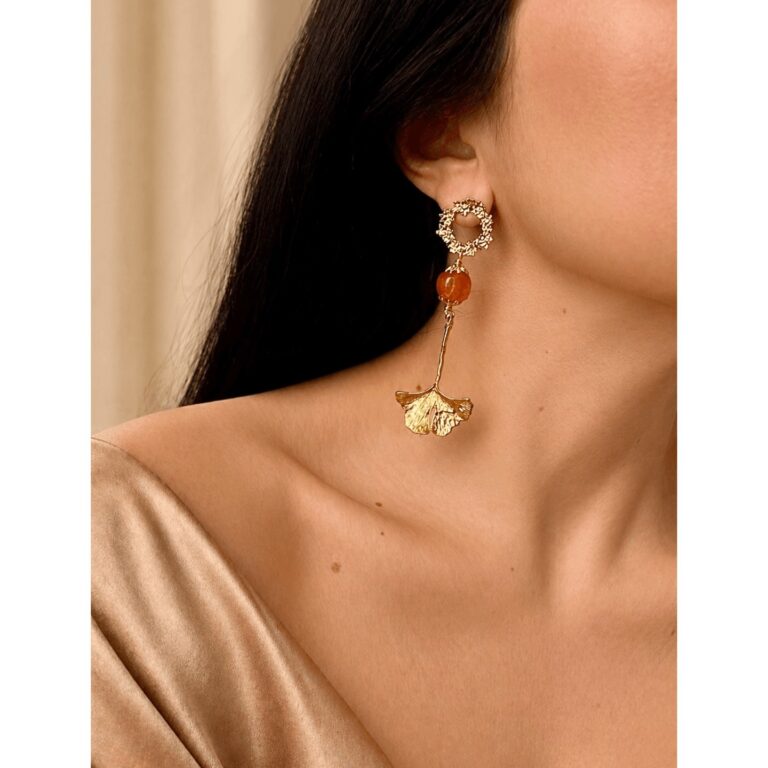 Pendientes Ginkgo Biloba Naranja